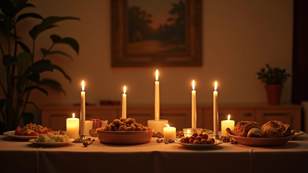 Domácí oslava se svícemi a jednoduchými dekoracemi