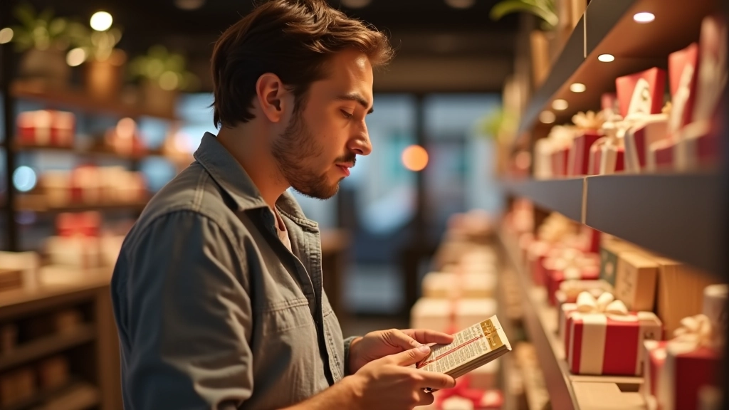 Osoba vybírá dárek z různých možností v obchodě