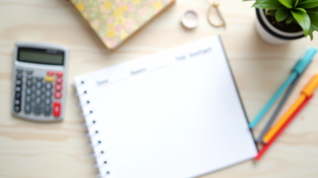 Notebook se seznamem darů a rozpočtem na světlém stole